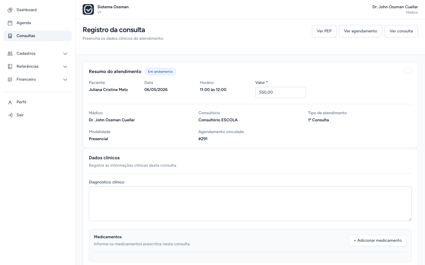 Consulta em andamento edição