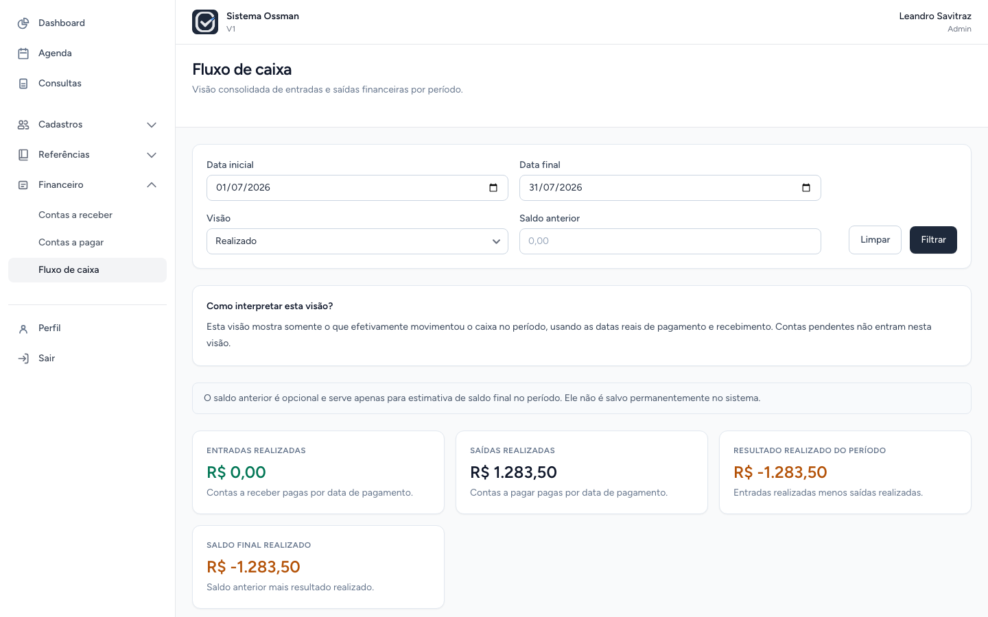Fluxo caixa realizado